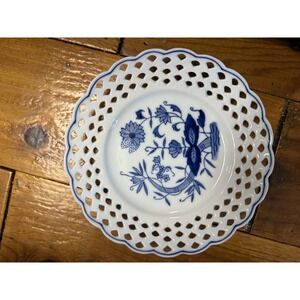 Blue and White Decorative Plate "Formalities" Collection by Baum Brothers 8"